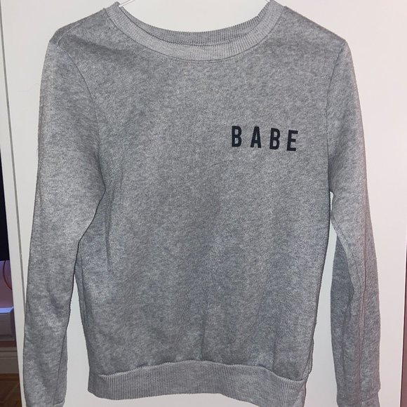 [2-Piece] Cropped Sweater + BABE Sweater || Grey - Picture 9 of 14